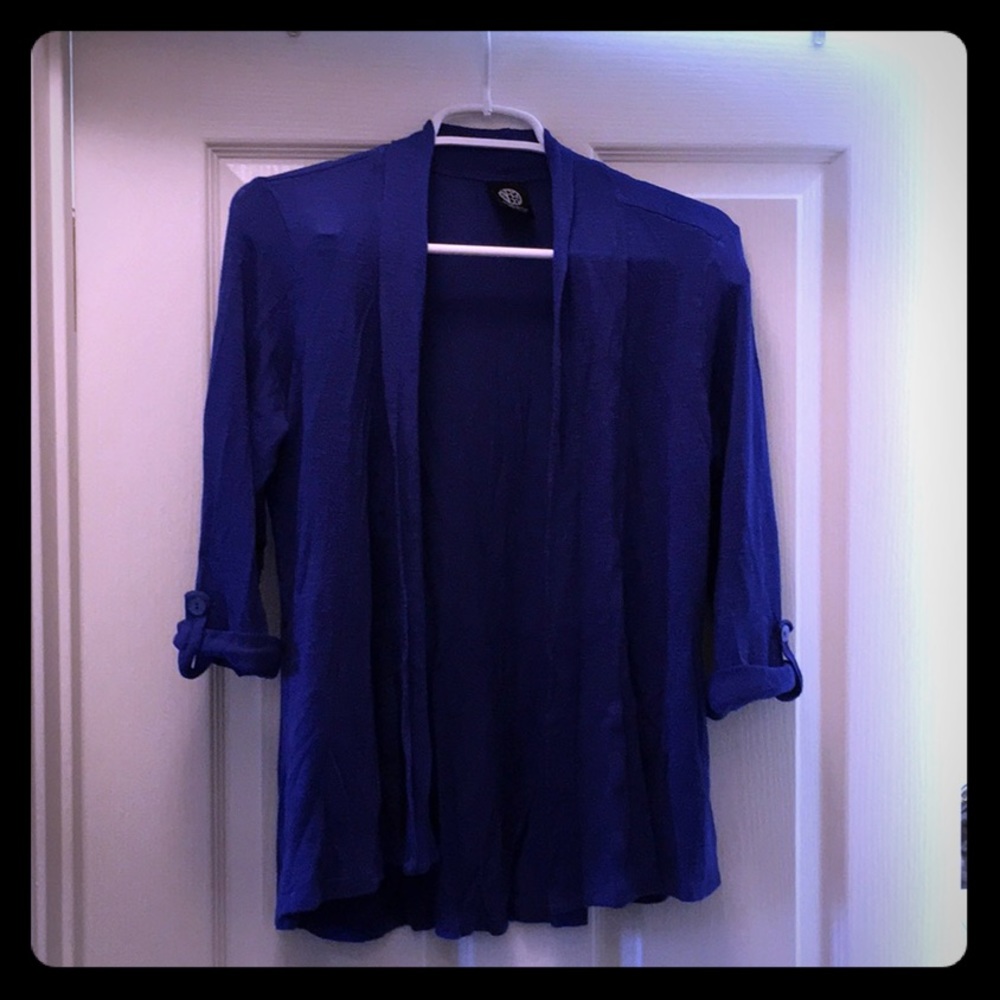 Blue Bobeau 3/4 capped open sweater